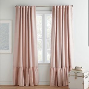 Pottery Barn-Belgian Linen Ruffle Black Out Curtain
